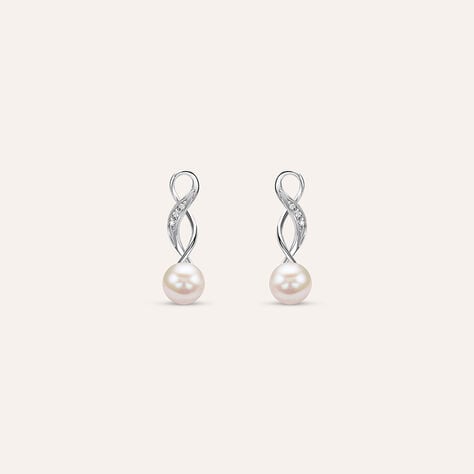 Orecchini Pendenti Gold Pearls Oro Bianco Perla D'Acqua Dolce Diamante - Orecchini Pendenti Donna | Stroili