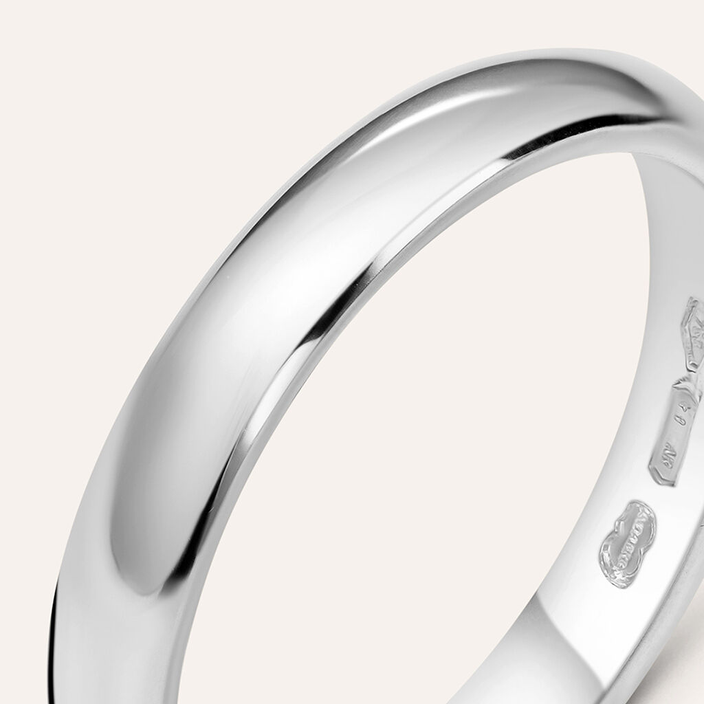Fede Classica 3.4 mm Oro Bianco - Anelli con Incisione Unisex | Stroili