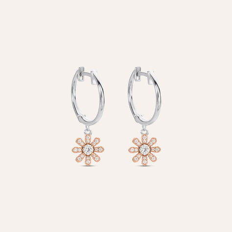 Orecchini A Cerchio Silver Moments Argento Bicolore Bianco / Rosa Cubic Zirconia - Orecchini a Cerchio Donna | Stroili