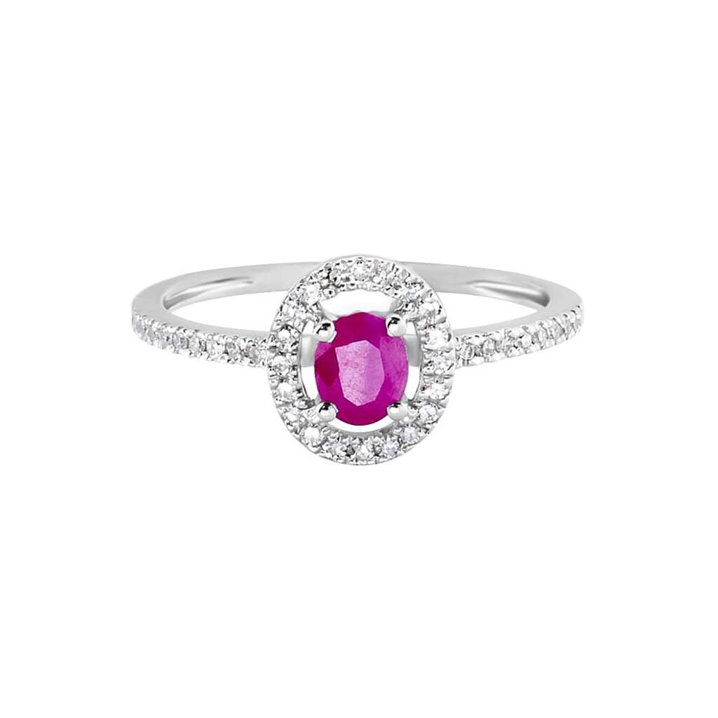 Anello Solitario Elizabeth Crown Oro Bianco Rubino Diamante - Anelli con Pietre Donna | Stroili
