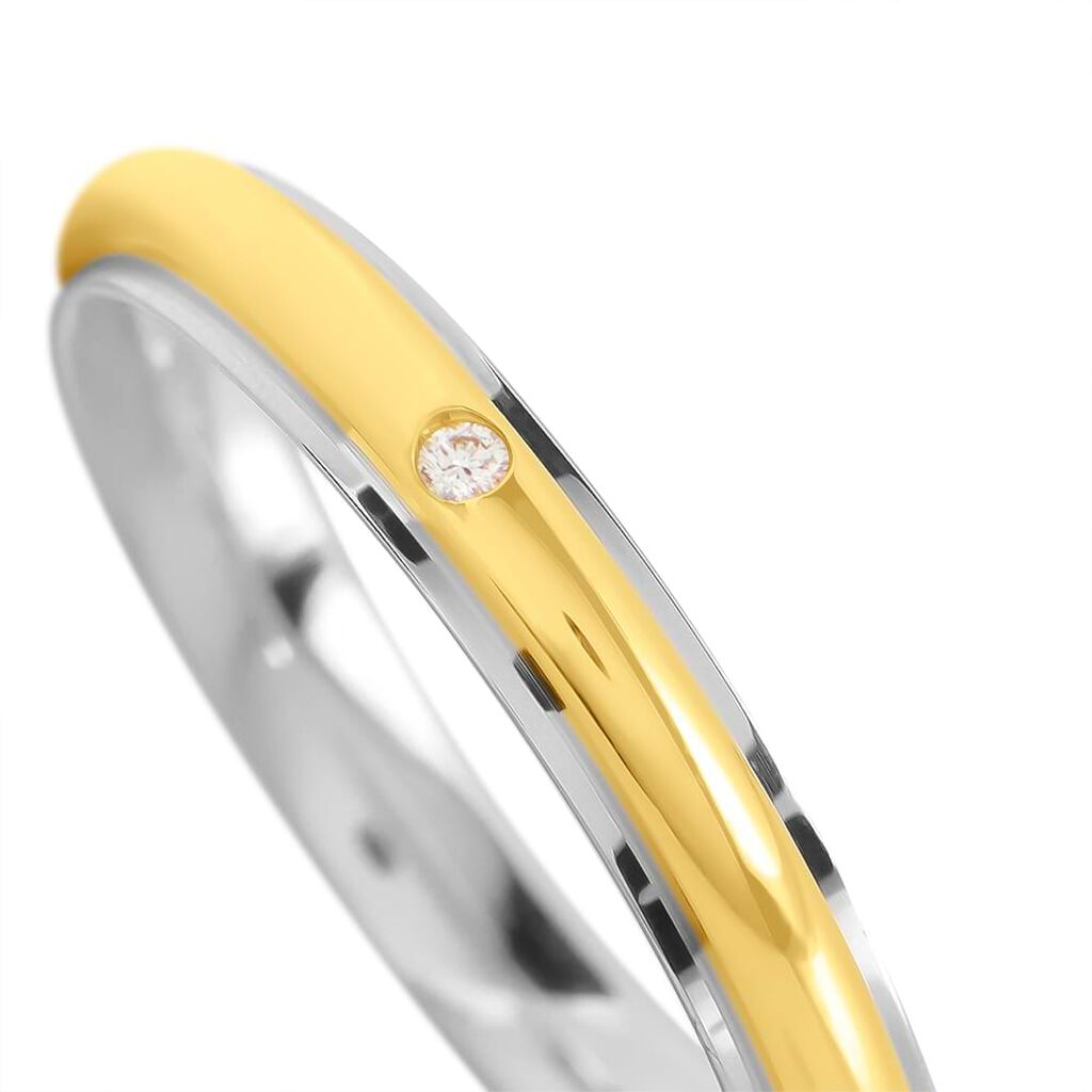 Fede Comoda 3 mm Oro Bicolore Diamante - Anelli con Incisione Donna | Stroili