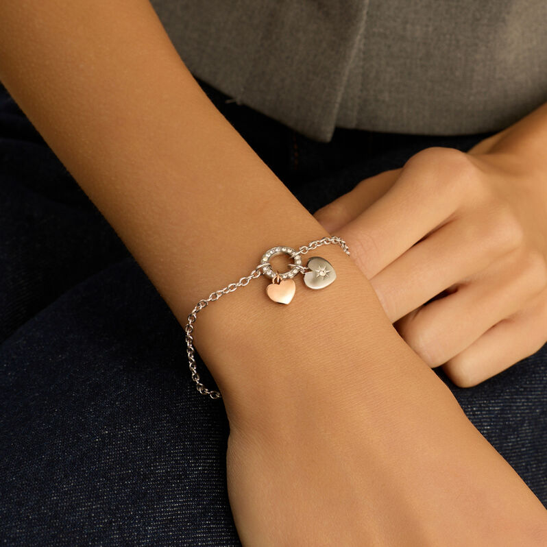 Bracciale Sunrise Acciaio Bicolore Bianco / Rosa Cristallo - Bracciali Love Donna | Stroili
