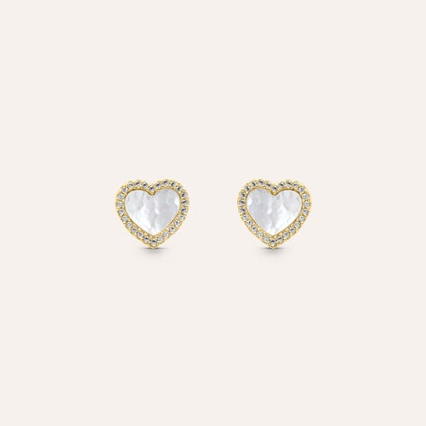 Orecchini Lobo Beverly Oro Giallo Madreperla Cubic Zirconia - Orecchini a Lobo Donna | Stroili