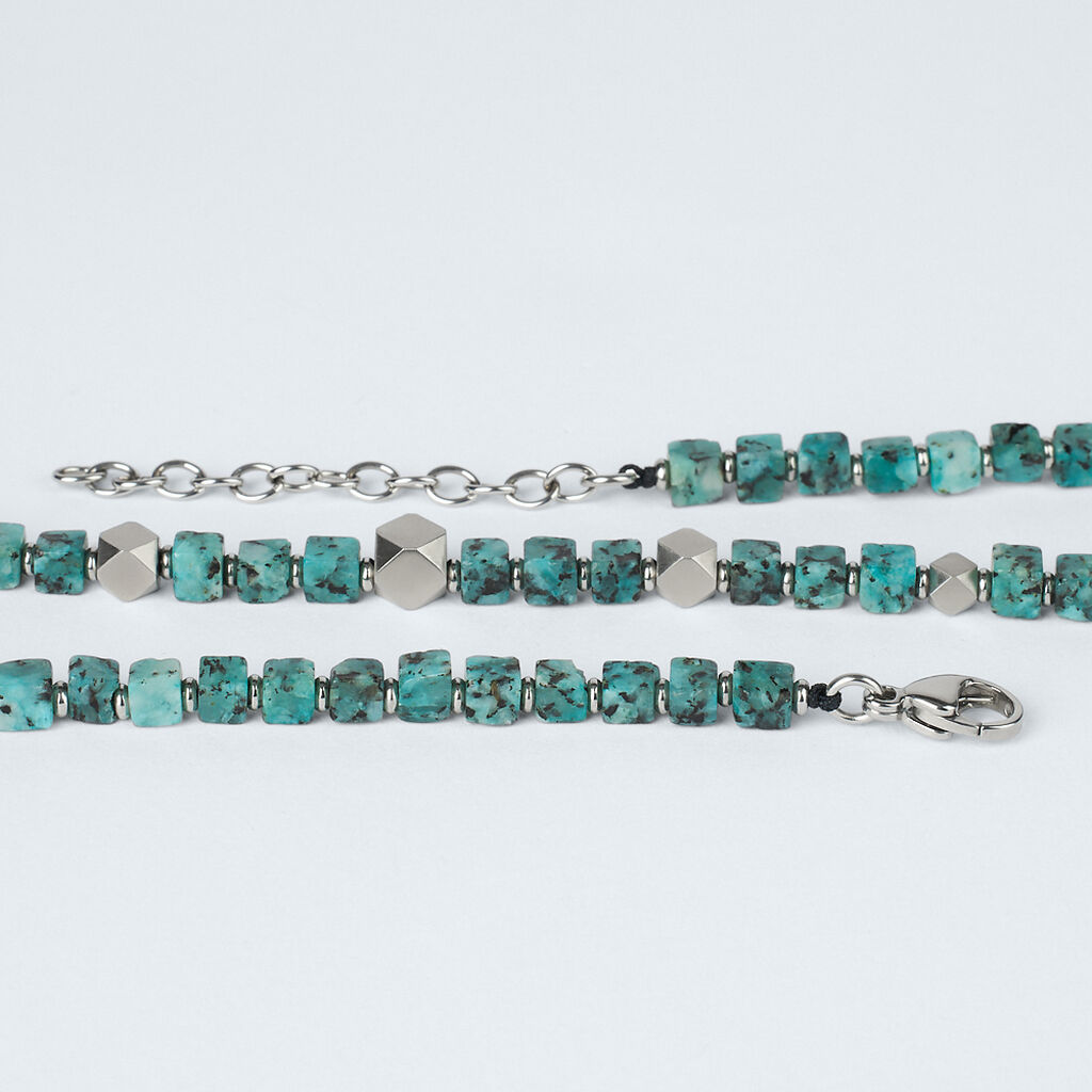Collana Man Code Acciaio Turchese