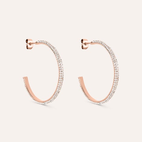 Orecchini A Cerchio Aura Acciaio Rosa Cristallo - Orecchini a Cerchio Donna | Stroili