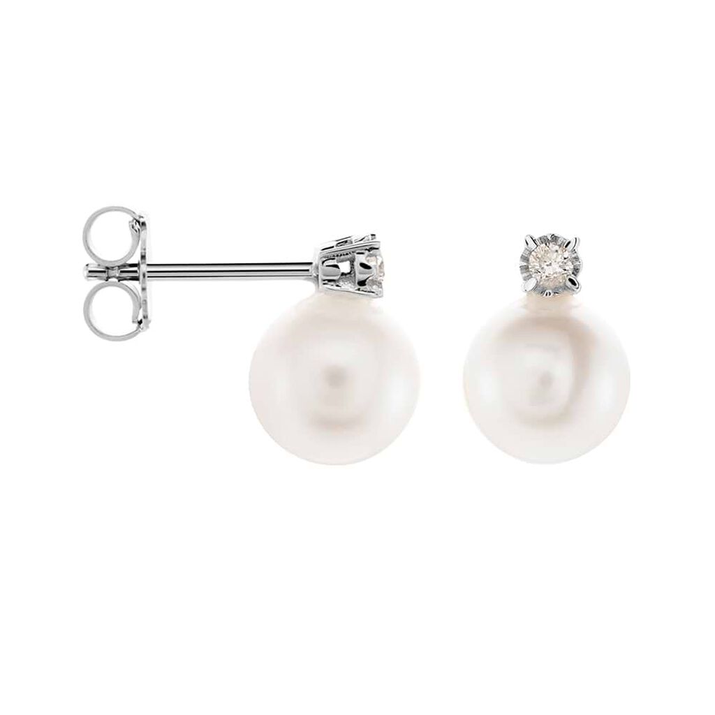 Orecchini Lobo Gold Pearls Oro Bianco Perla D'Acqua Dolce Diamante - Orecchini a Lobo Donna | Stroili