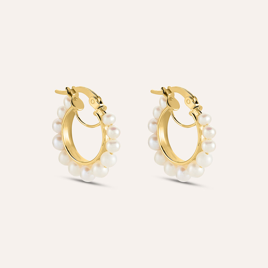 Orecchini A Cerchio Gabrielle Oro Giallo Perla D'Acqua Dolce
