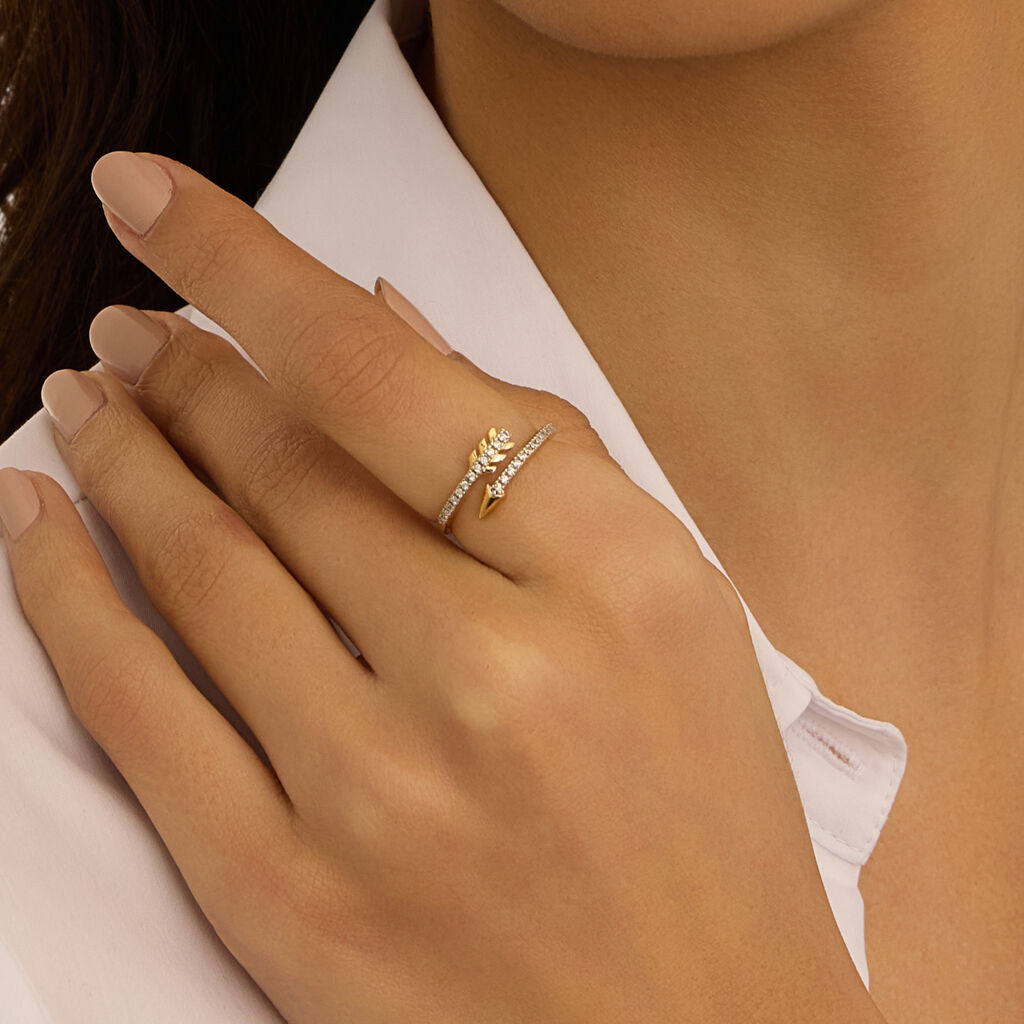 Anello Contrarie Golden Dream Placcato Oro Giallo Cubic Zirconia - Anelli con Pietre Donna | Stroili