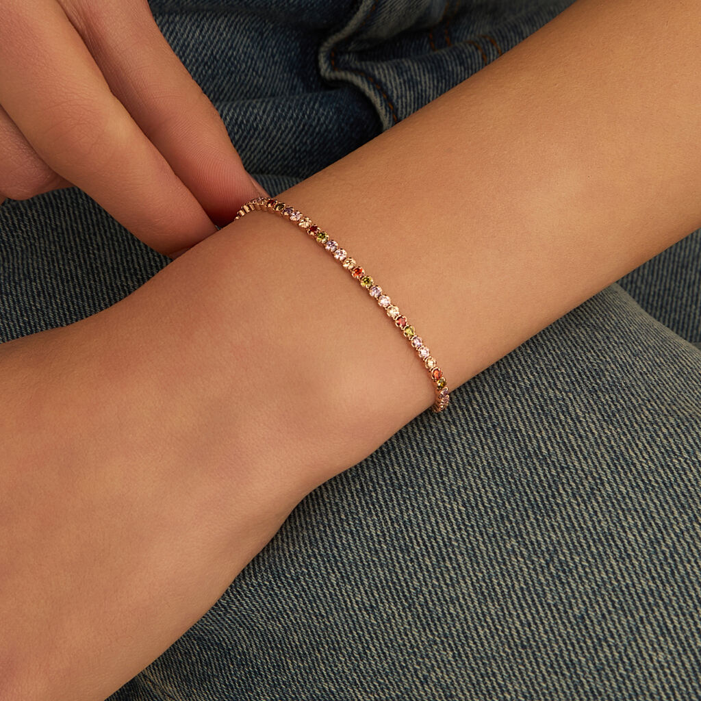Bracciale Tennis Silver Rainbow Argento Rosa Cubic Zirconia