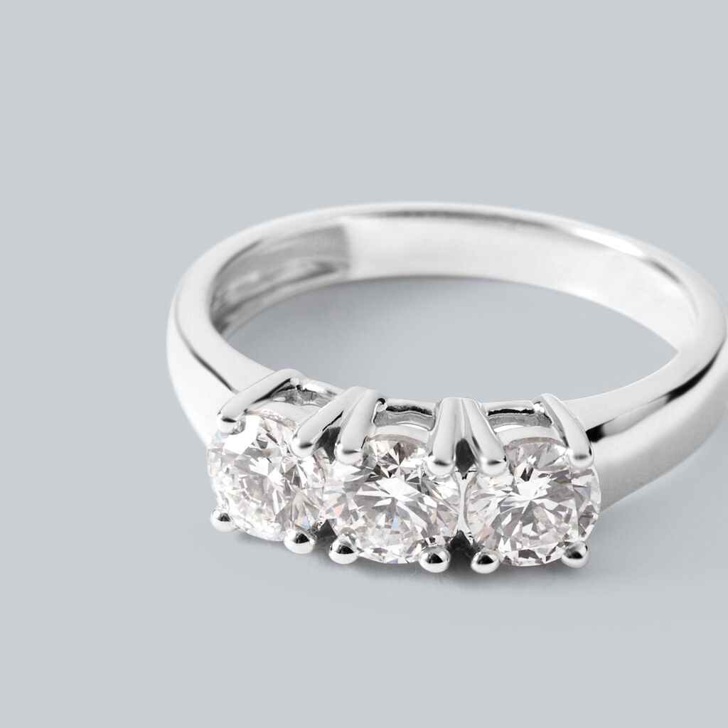 Anello Trilogy Diamade Oro Bianco Diamante Lab-Grown - Anelli con Pietre Donna | Stroili