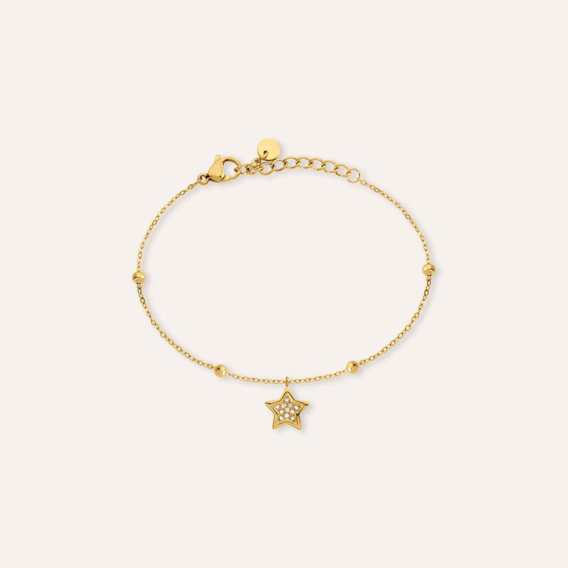 Bracciale Acciaio Dorato Cubic Zirconia 16.5+3cm - Bracciali Donna | Stroili
