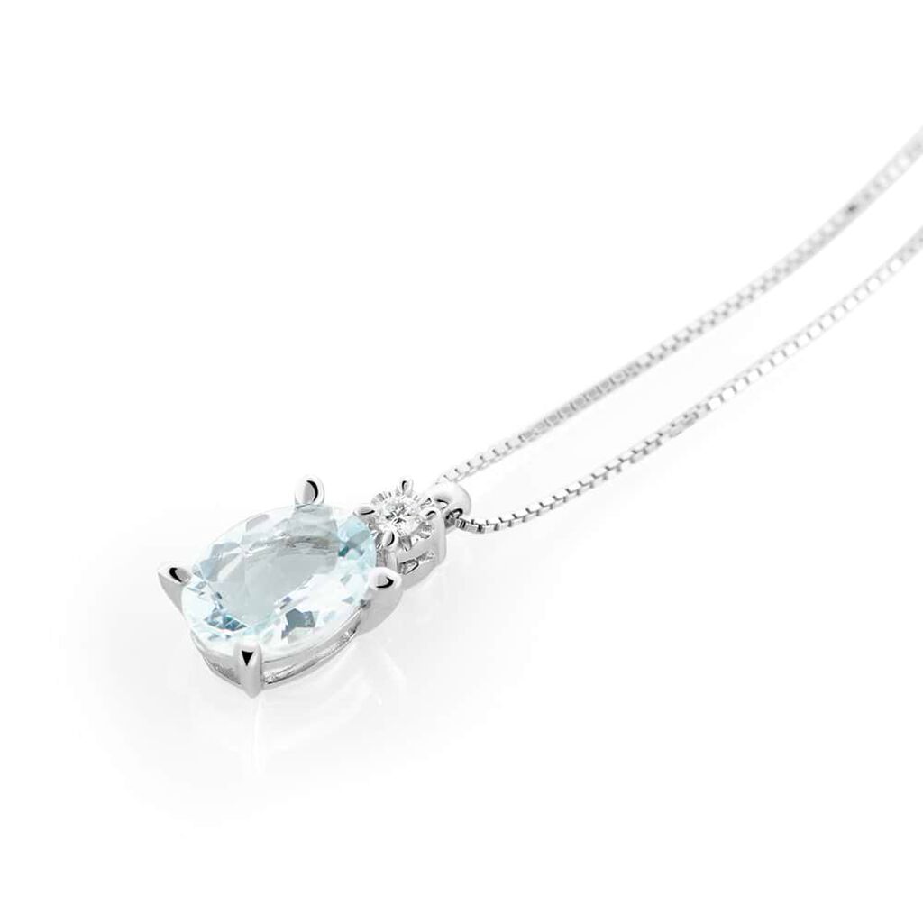 Collana Punto Luce Acquamarina Oro Bianco Acquamarina Diamante - Collane Punto Luce Donna | Stroili