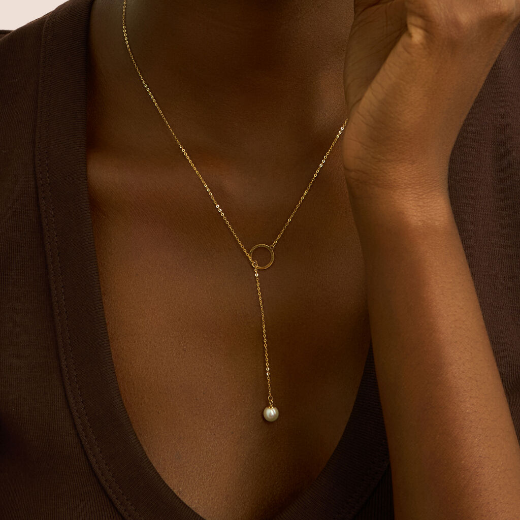 Collana Gabrielle Oro Giallo Perla D'Acqua Dolce