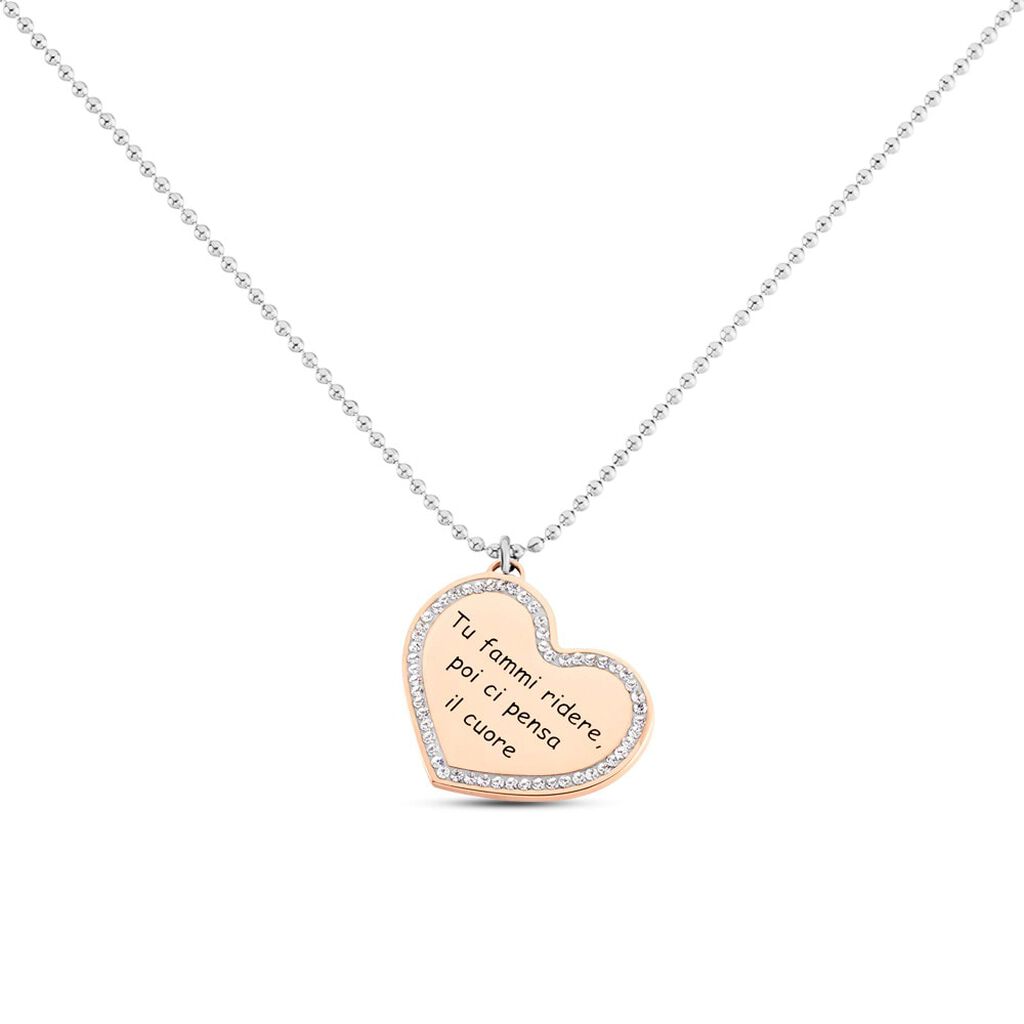 Collana Lady Message Acciaio Bicolore Love e Cristalli - Collane Donna | Stroili