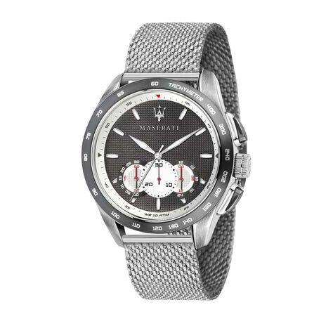 Orologio cronografo Maserati linea Traguardo cinturino e cassa in acciaio silver - Orologi Uomo | Stroili