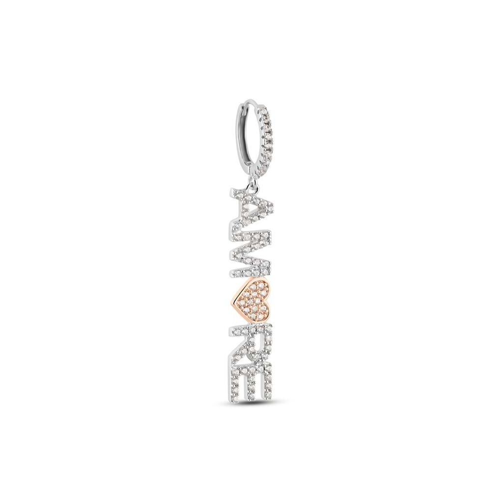 Orecchino pendente Silver Moments Argento Bicolore Amore e Cubic zirconia