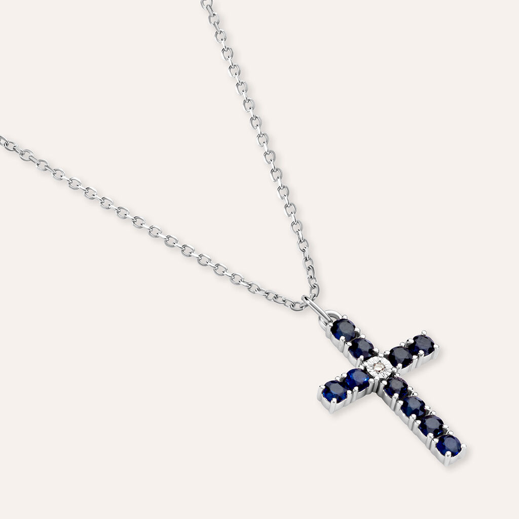 Collana Charlotte Oro Bianco Zaffiro Diamante