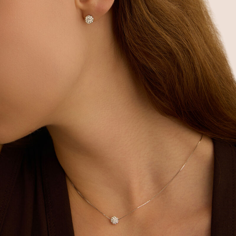 Orecchini Lobo Christelle Oro Bianco Cristallo - Orecchini a Lobo Donna | Stroili
