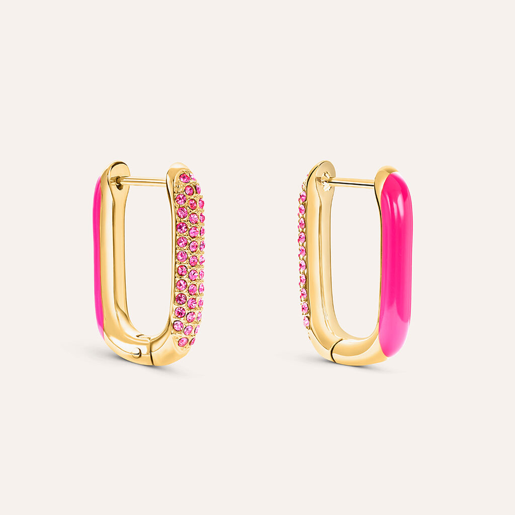 Orecchini A Cerchio Lady Sweet Acciaio Dorato Cristallo