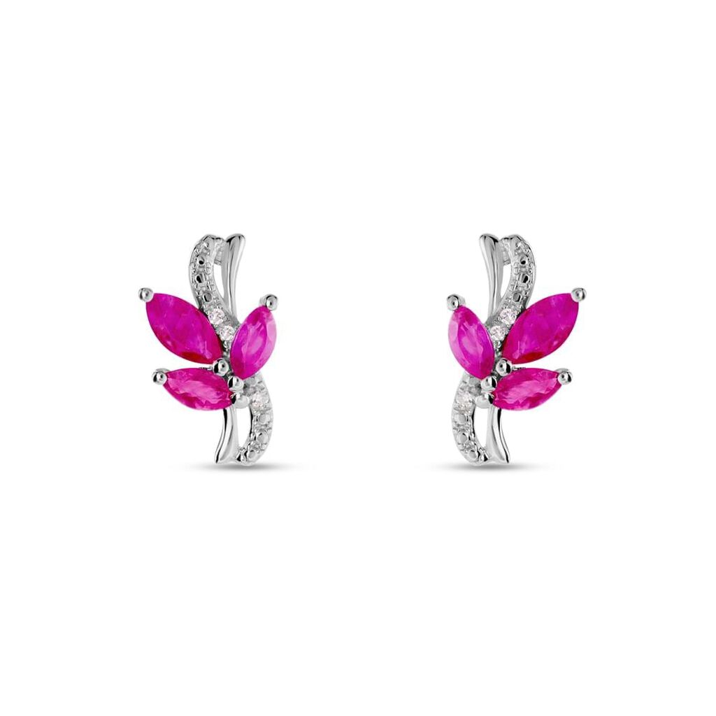 Orecchini Lobo Charlotte Oro Bianco Rubino Diamante - Orecchini a Lobo Donna | Stroili