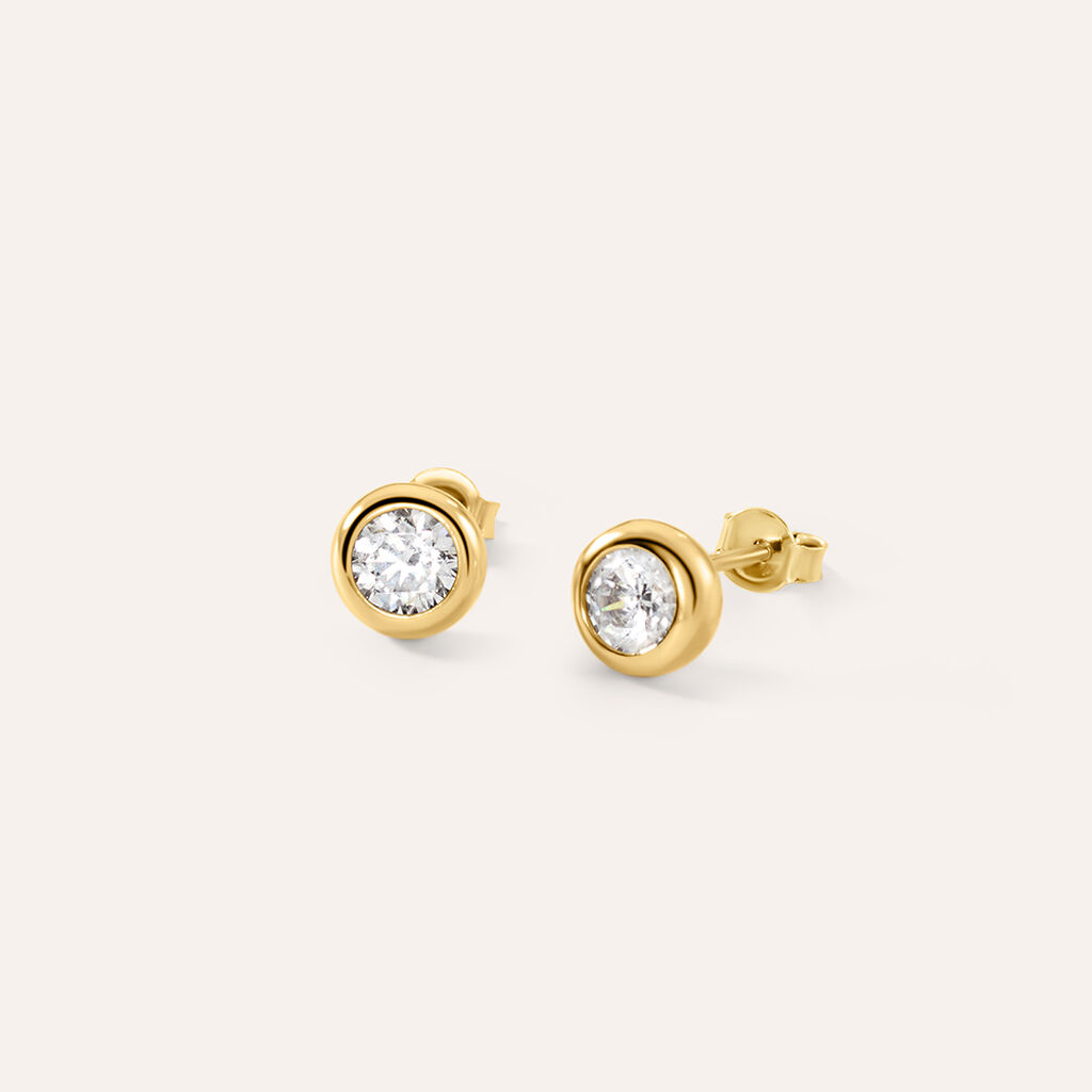 Orecchini Lobo Punto Luce Silver Glow Argento Dorato Cubic Zirconia
