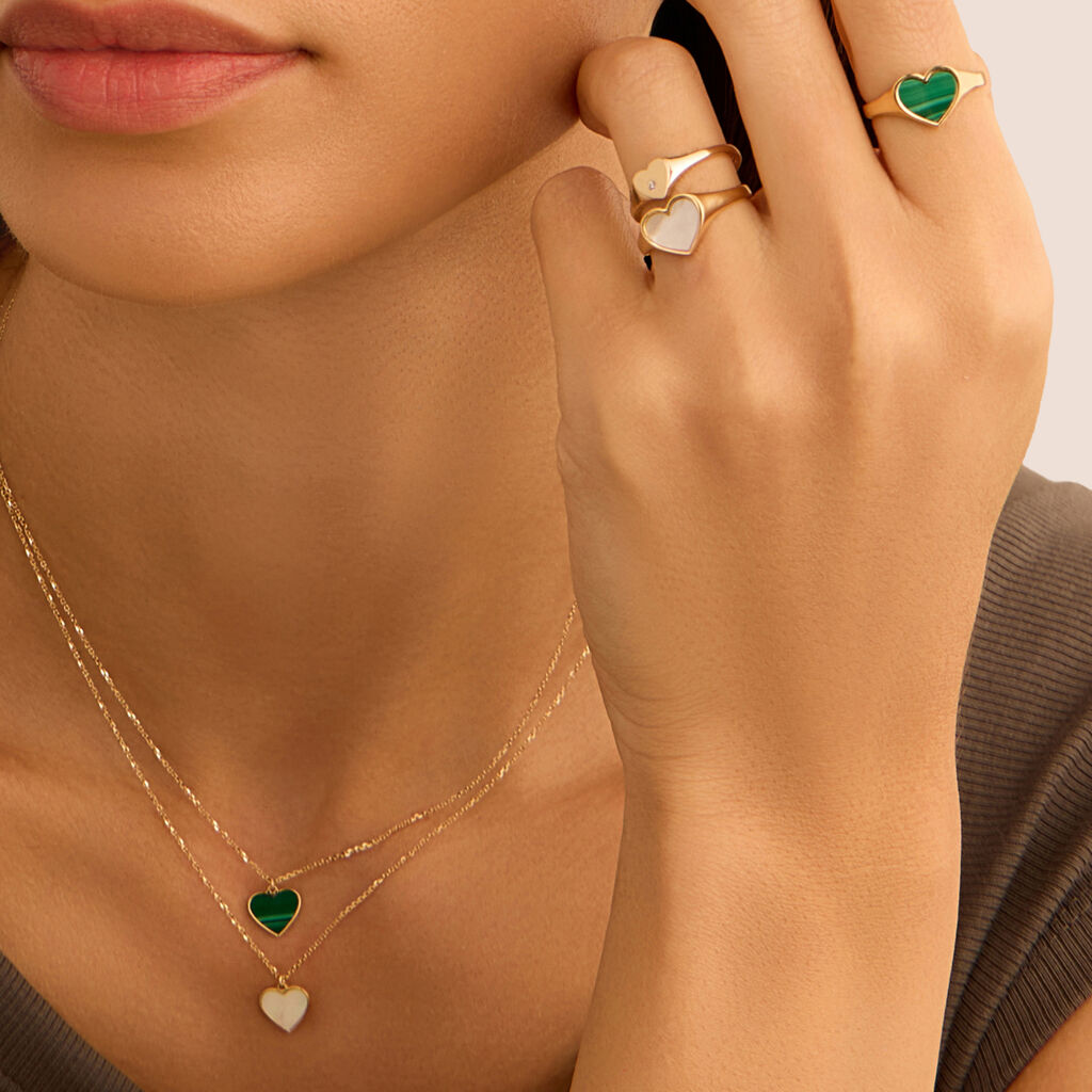 Anello Chevalier Beverly Oro Giallo Malachite Cubic Zirconia