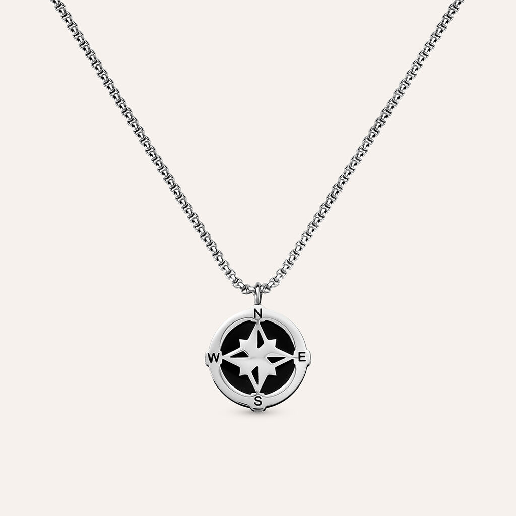 Collana Man Code Acciaio Bicolore Bianco / Nero