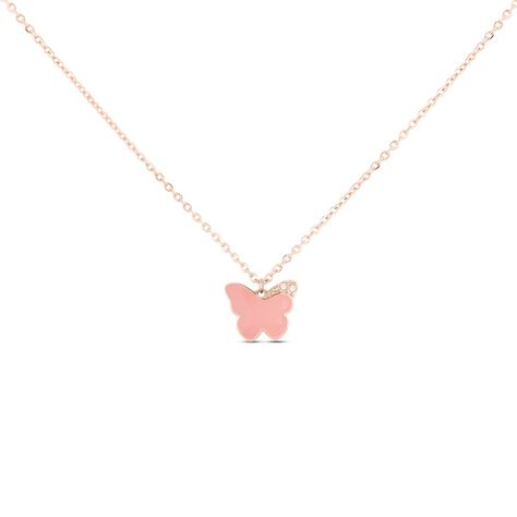 Collana Lady Sweet Acciaio Rosato Farfalla e Cristalli - Collane Donna | Stroili