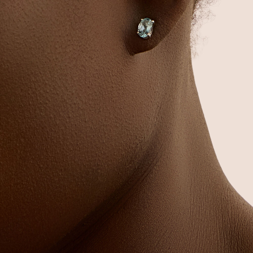 Orecchini Lobo Punto Luce Amélie Oro Bianco Topazio