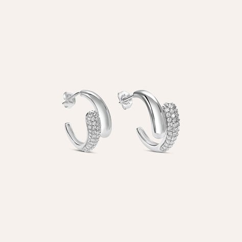 Orecchini A Cerchio Silver Shine Argento Rodiato Cubic Zirconia - Orecchini a Cerchio Donna | Stroili