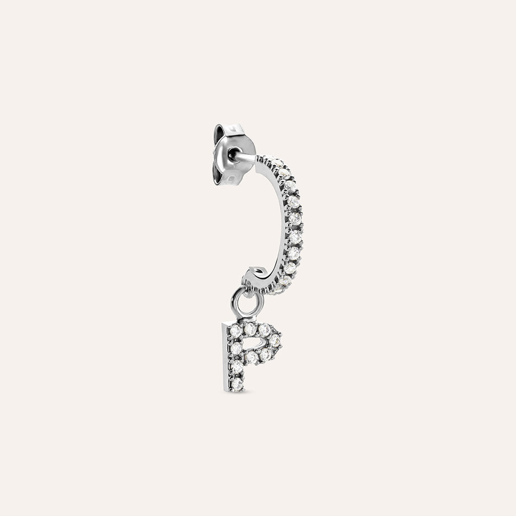 Mono Orecchino A Cerchio Silver Moments Argento Rodiato Cubic Zirconia