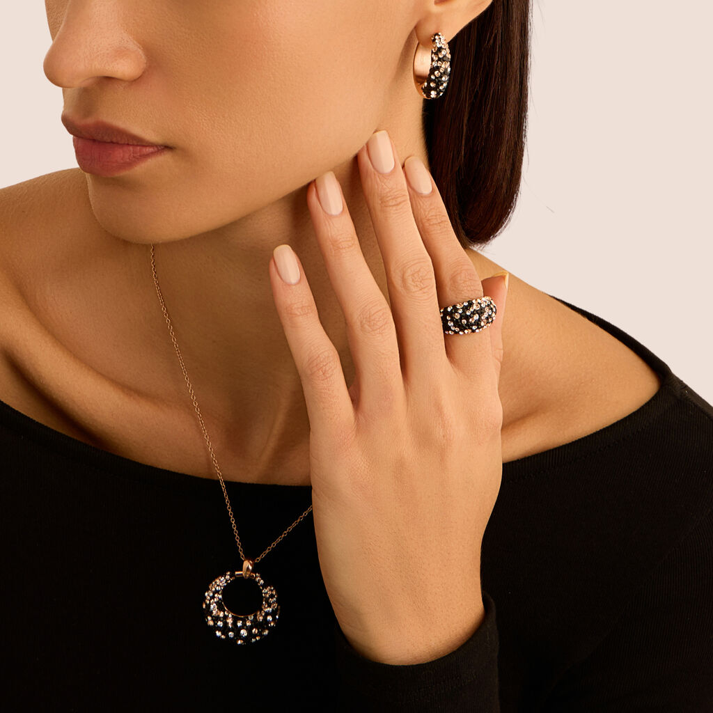 Collana Aura Acciaio Rosa Cristallo