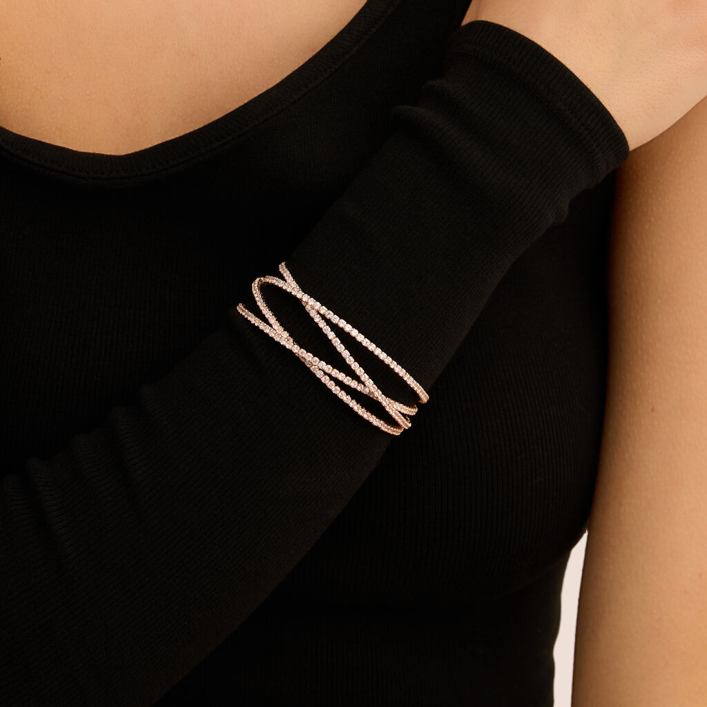 Bangle Romantic Shine Metallo Rosa Cristallo - Bracciali Rigidi Donna | Stroili