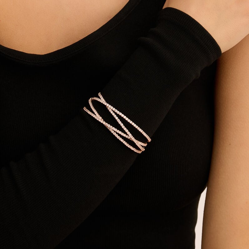 Bangle Romantic Shine Metallo Rosa Cristallo - Bracciali Rigidi Donna | Stroili
