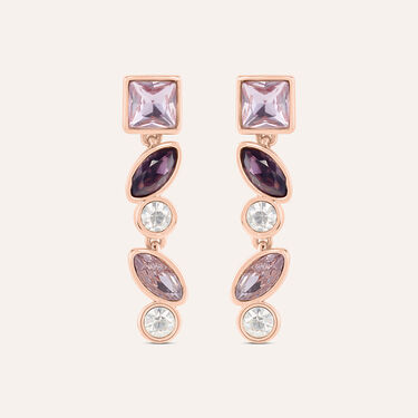 Orecchini Pendenti Violet Ottone Rosa Cristallo