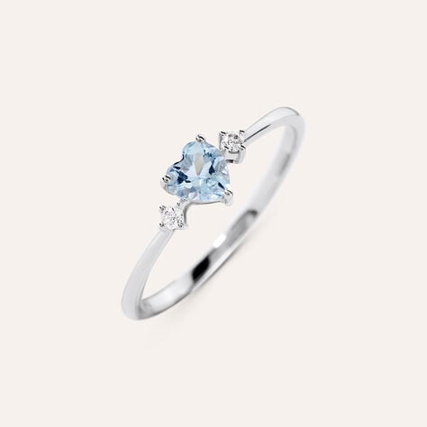 Anello Solitario Acquamarina Oro Bianco Acquamarina Diamante - Anelli con Pietre Donna | Stroili