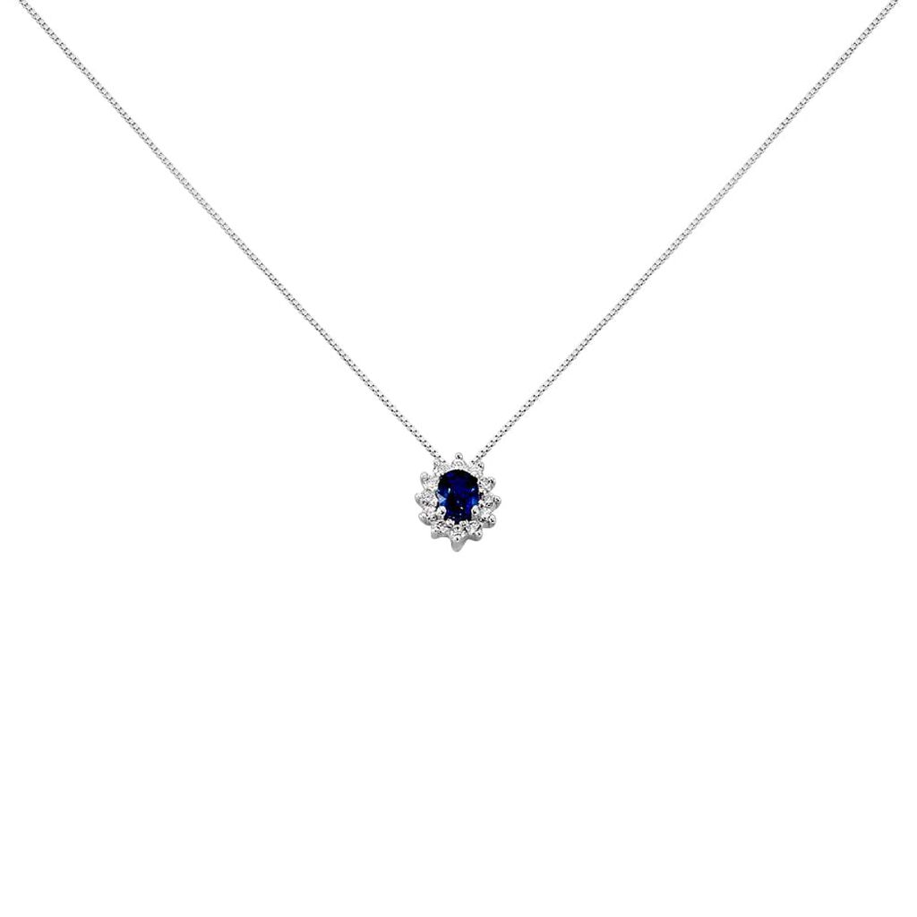Collana Elizabeth Crown Oro Bianco Zaffiro Diamante - Collane Donna | Stroili