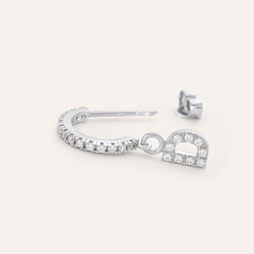 Mono Orecchino A Cerchio Silver Moments Argento Rodiato Cubic Zirconia