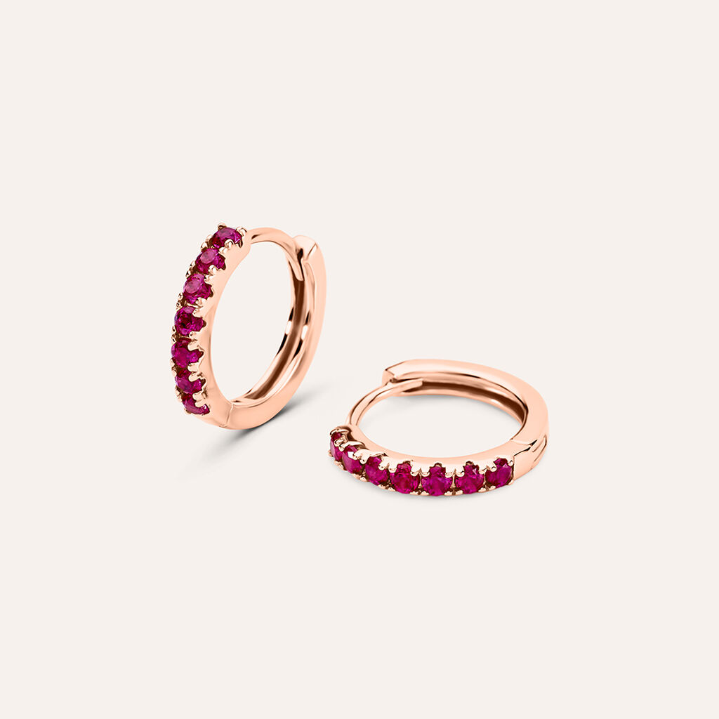 Orecchini A Cerchio Silver Rainbow Argento Rosa Cubic Zirconia