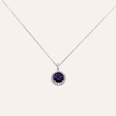 Collana Punto Luce Am&eacute;lie Oro Bianco Ametista Cubic Zirconia