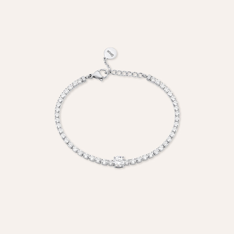 Bracciale Tennis Aura Acciaio Cristallo - Bracciali Tennis Donna | Stroili