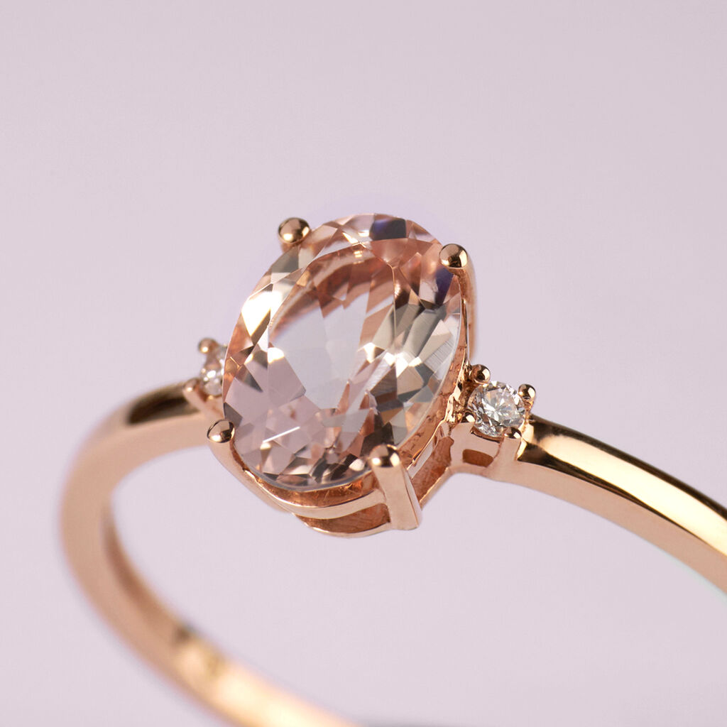 Anello Solitario Jasmine Oro Rosa Morganite Diamante - Anelli con Pietre Donna | Stroili