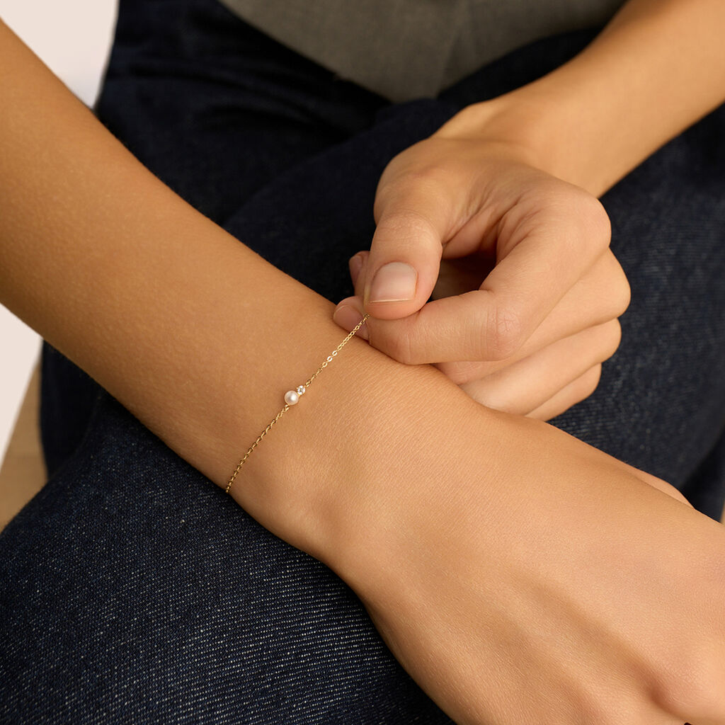 Bracciale Gabrielle Oro Giallo Perla D'Acqua Dolce Cubic Zirconia