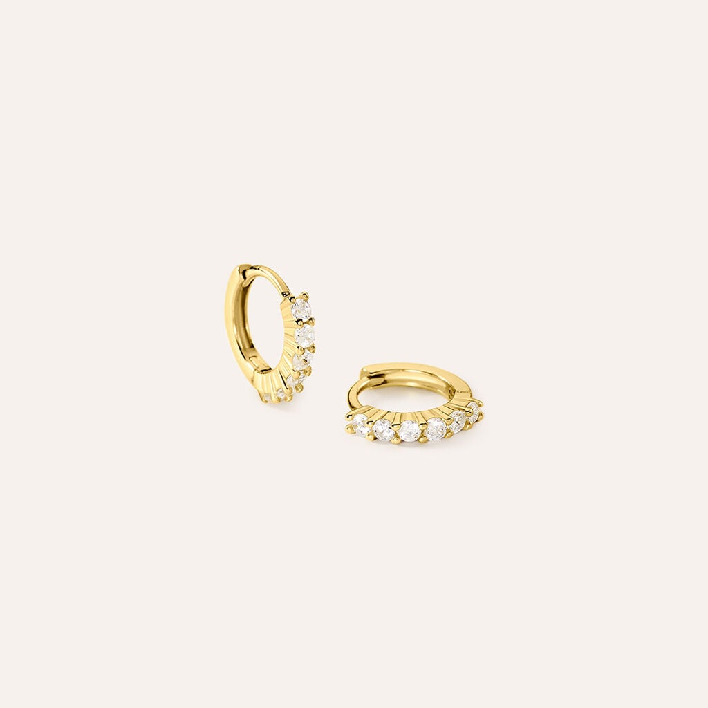 Orecchini A Cerchio Silver Glow Argento Dorato Cubic Zirconia