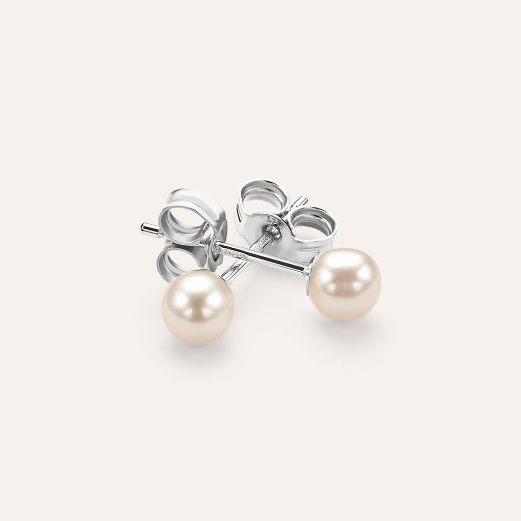 Orecchini Lobo Gabrielle Oro Bianco Perla D'Acqua Dolce - Orecchini a Lobo Donna | Stroili