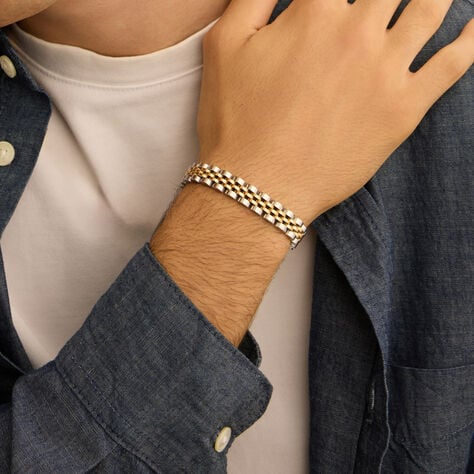 Bracciale Catena Man Code Acciaio Bicolore Dorato / Bianco - Bracciali Uomo | Stroili