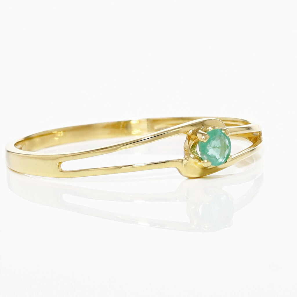 Anello Solitario Charlotte Oro Giallo Smeraldo