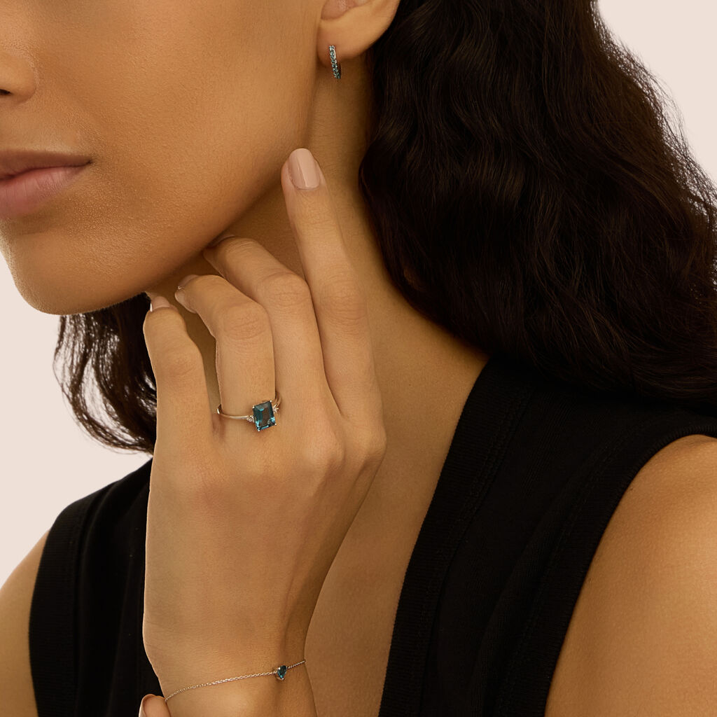 Anello Solitario Amélie Oro Bianco Topazio Cubic Zirconia