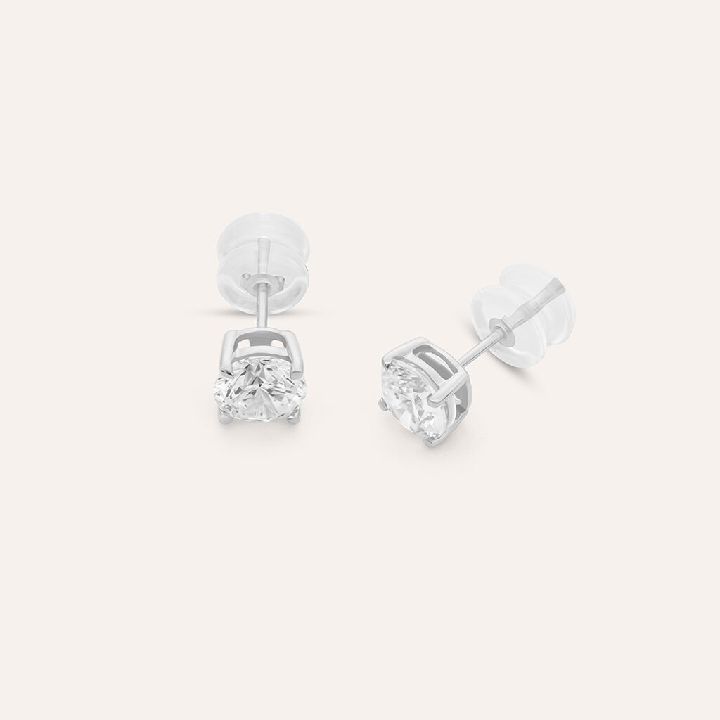 Orecchini Lobo Punto Luce Claire Oro Bianco Cubic Zirconia - Orecchini a Lobo Donna | Stroili