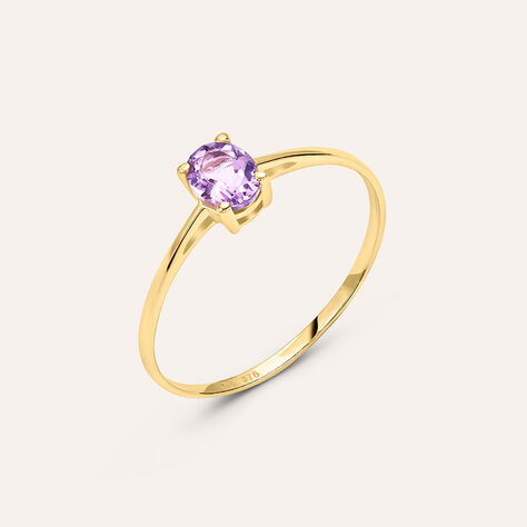 Anello Solitario Amélie Oro Giallo Ametista - Anelli con Pietre Donna | Stroili